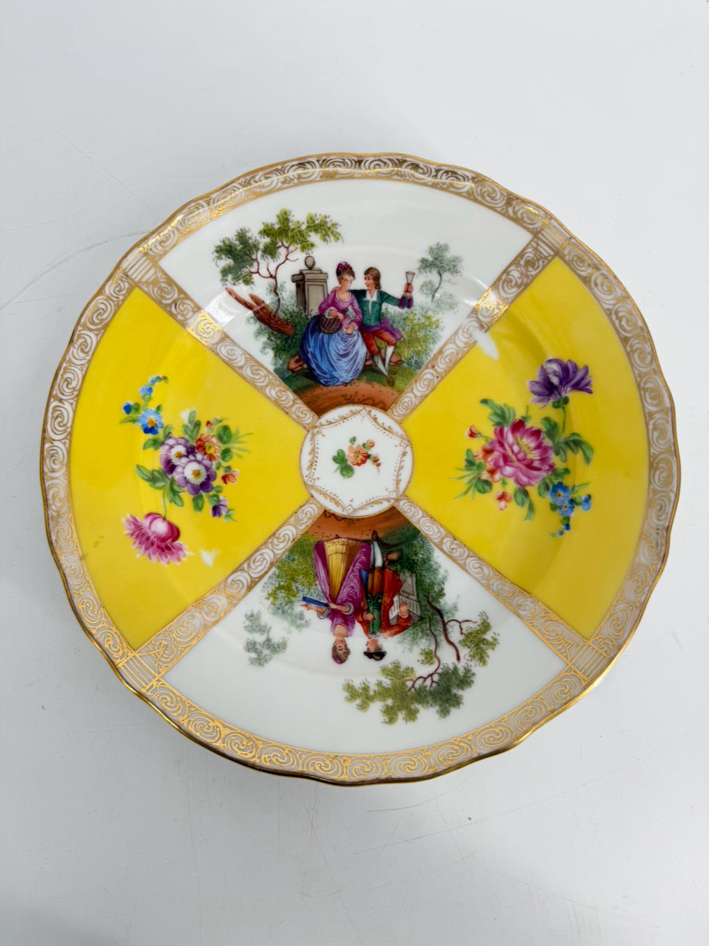 DRESDEN Multi Colored Porcelain Set Of 11 Plates w/ Flower Design