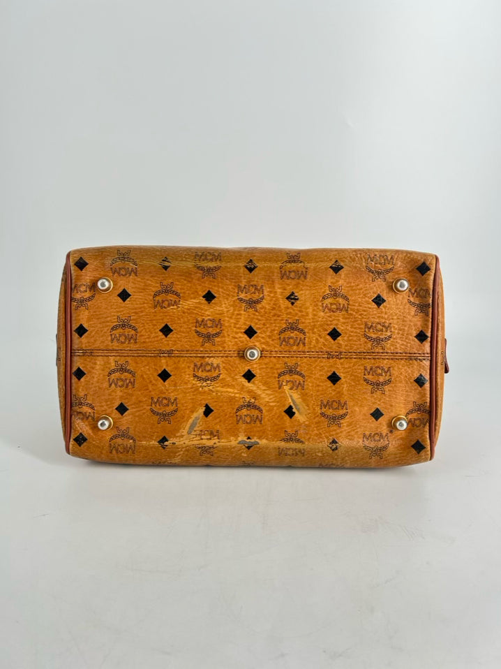 MCM Leather Cognac Monogram Purse