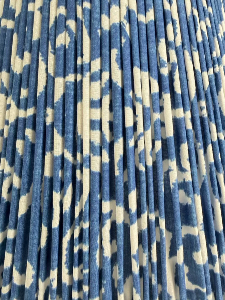 SORELLA GLENN Blue & White Fabric Pleated Lamp Shade