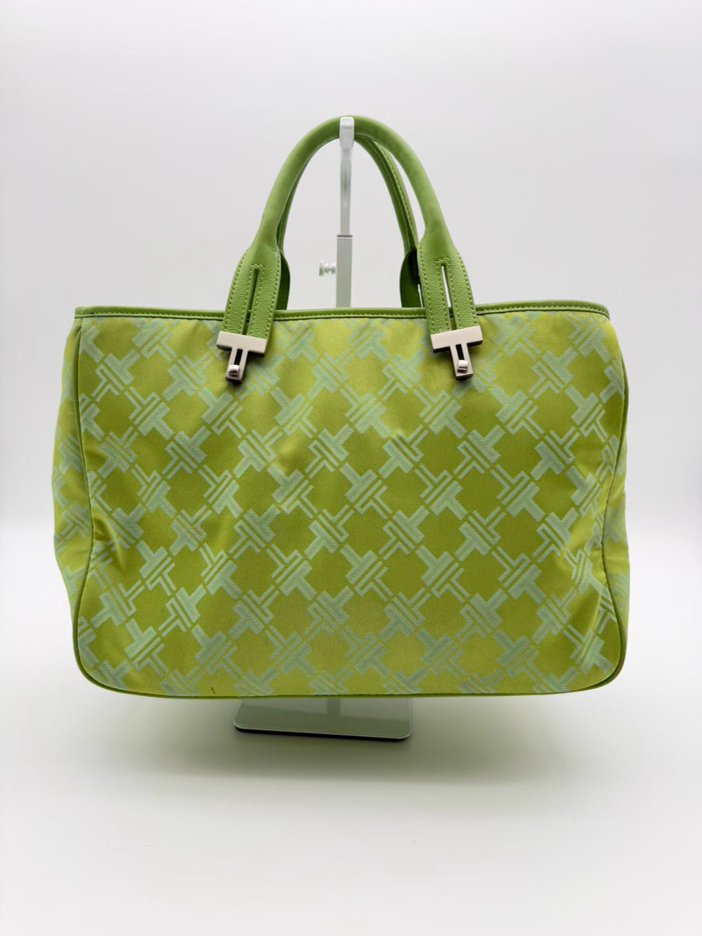 TUMI Green Nylon Monogram Tote Bag