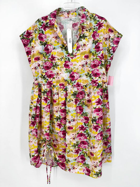 TULIP Size XL Pink & Yellow Floral Dress NWT