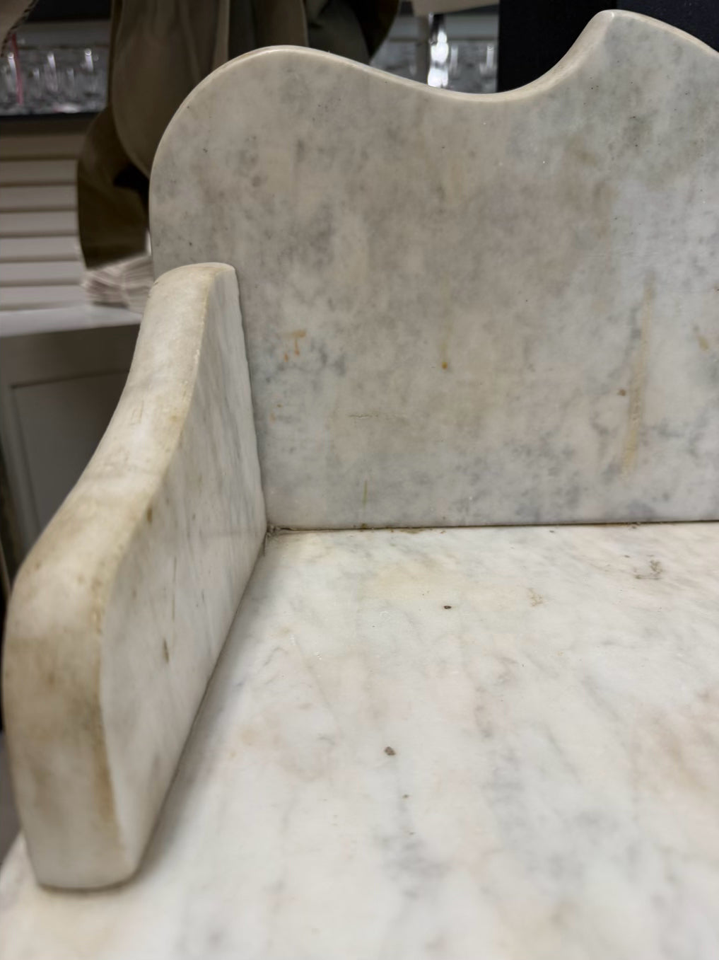 ANTIQUE Dark Brown Wood Wash Stand w/ Marble Top