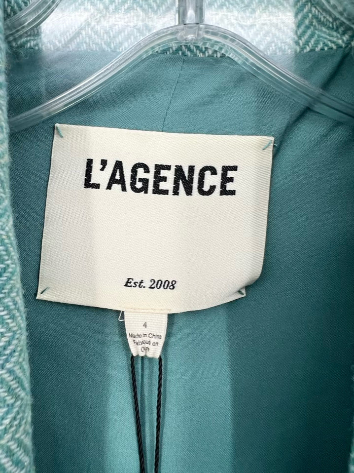 L'AGENCE Size 4 Seafoam Wool Blend Herringbone Jacket NWT
