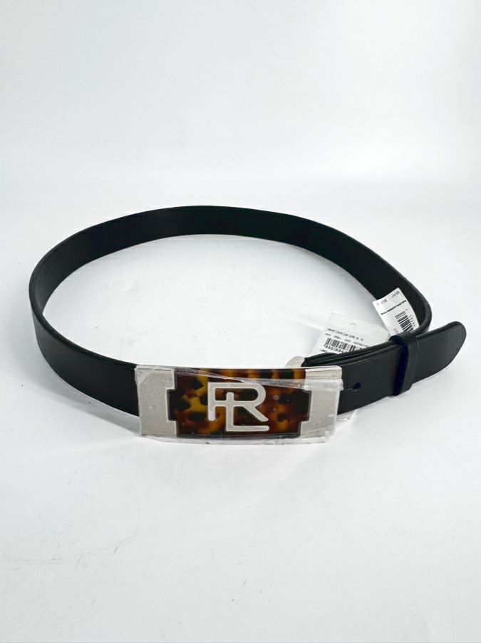 RALPH LAUREN Size L Leather Black & Brown Tortoise Belt NWT