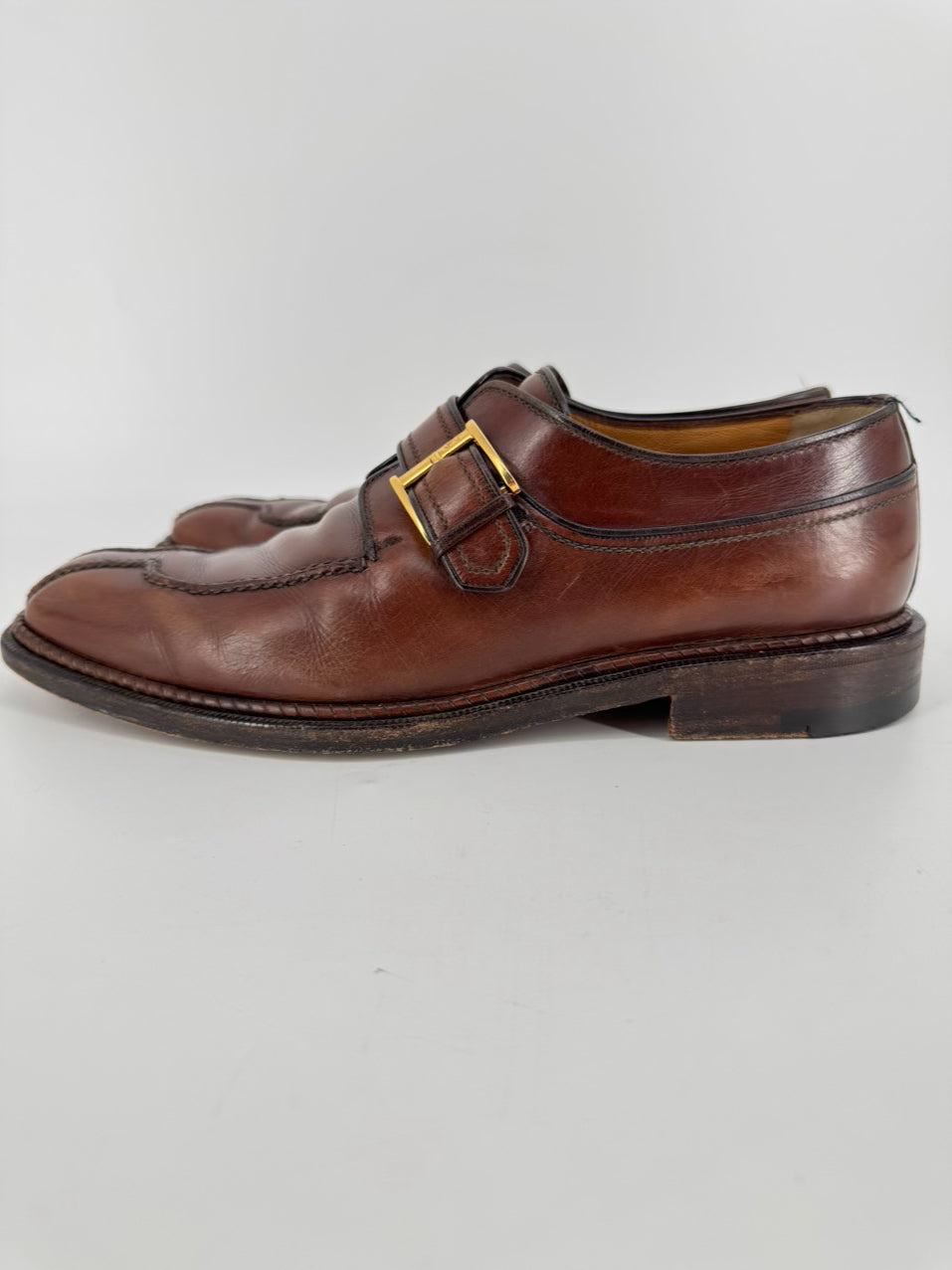 A. TESTONI Size 9 Cognac Leather Dress Shoes