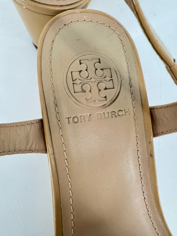 TORY BURCH Size 8 Natural Patent Leather Platforms