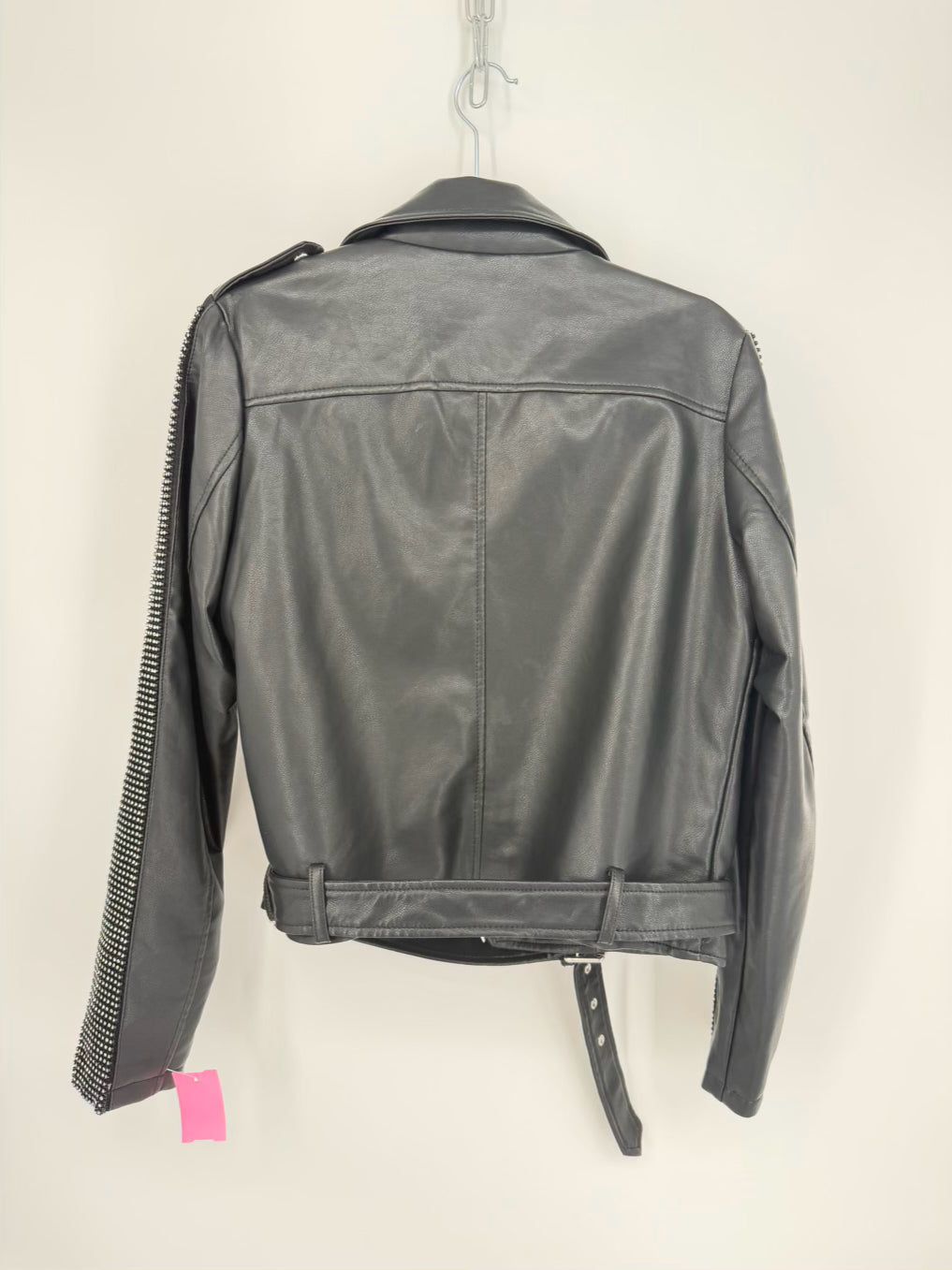 Azalea Wang Size Wmn's XL Black Rhinestone Moto Belted Jacket