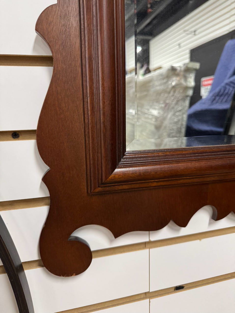 VINTAGE Wood Chippendale Beveled Mirror