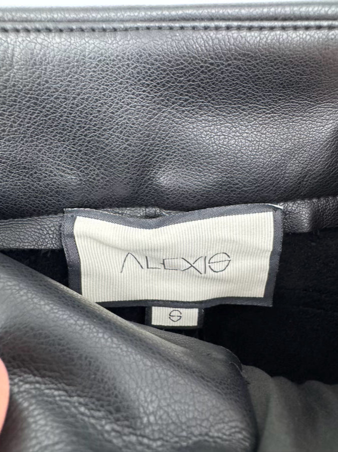 ALEXIS Size S Black Faux Leather Ruffle Pants