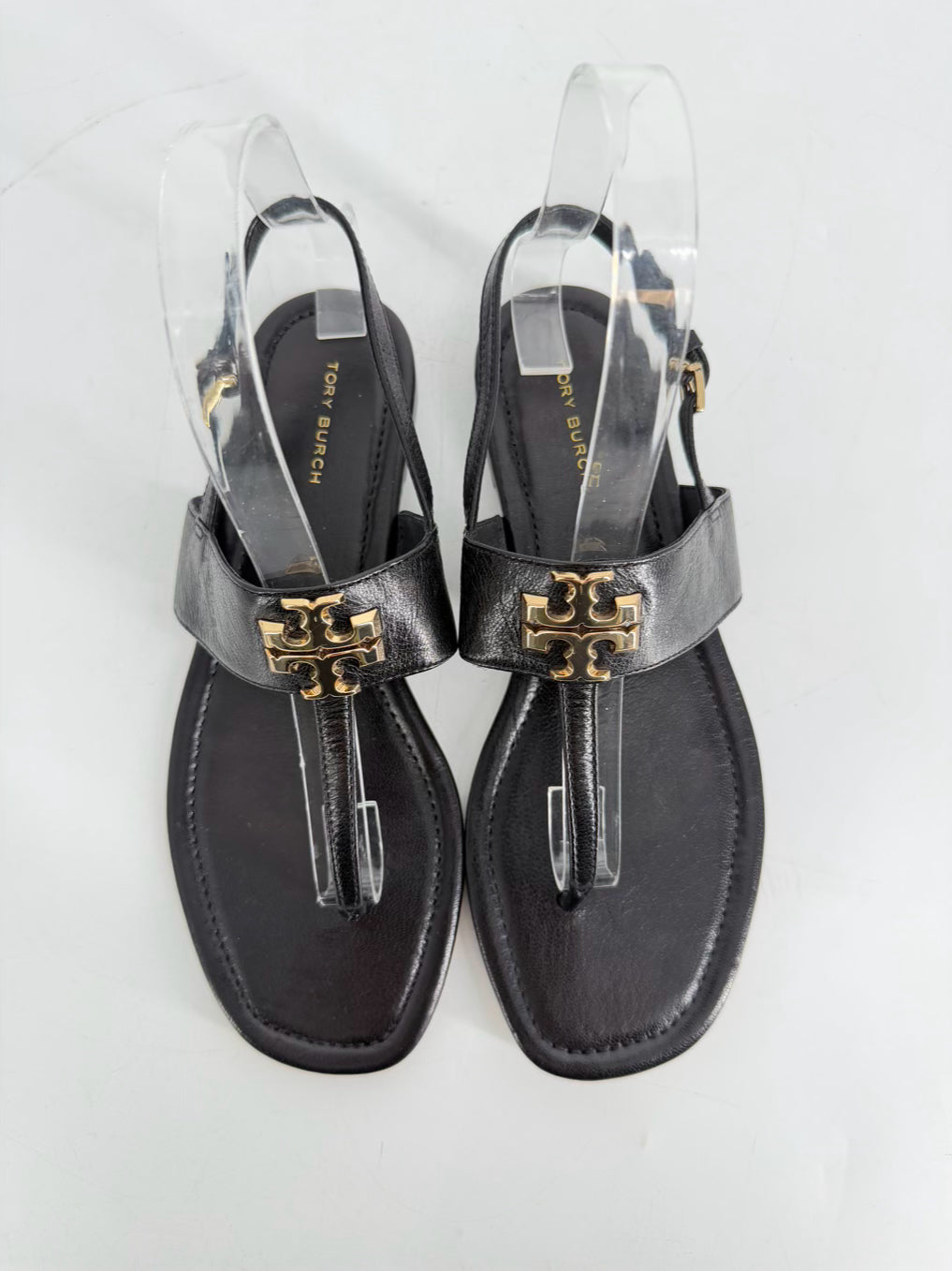 TORY BURCH Size 7 Black Leather Sandals