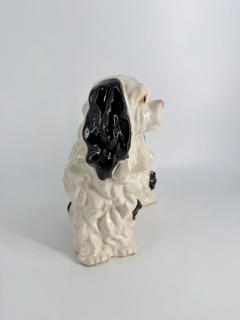Black & White Ceramic Staffordshire Style Cavalier King Charles Dog Figure