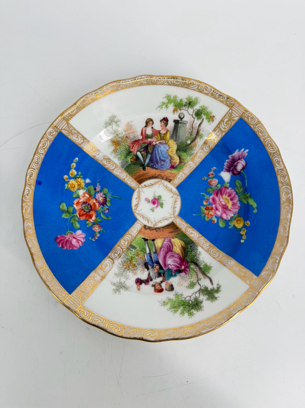 DRESDEN Multi Colored Porcelain Set Of 11 Plates w/ Flower Design