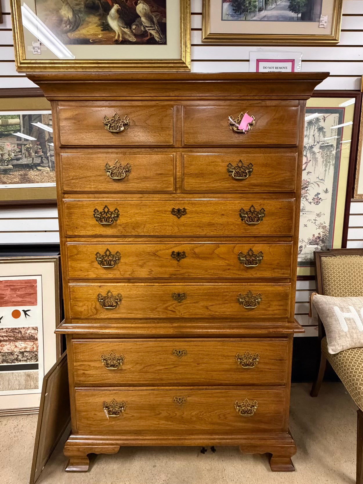 VINTAGE Medium Oak Chest on Chest w/ Drawers