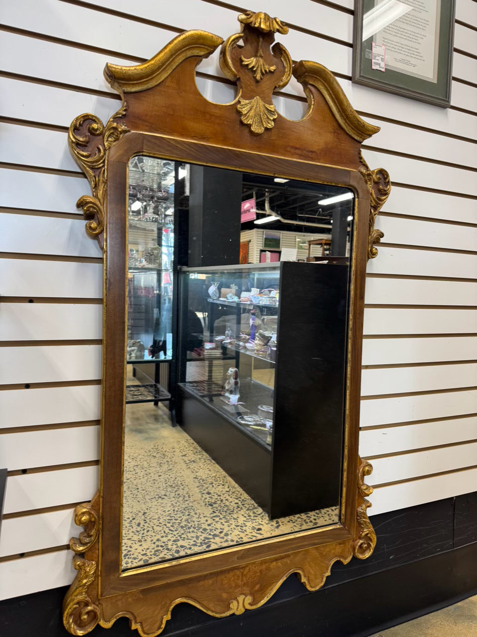 Wood w/ Gilt Accents Mirror