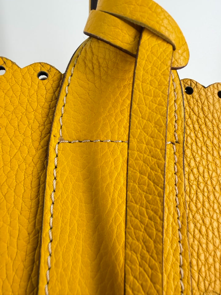 SUAREZ Yellow Leather Laser Cut Tote Bag