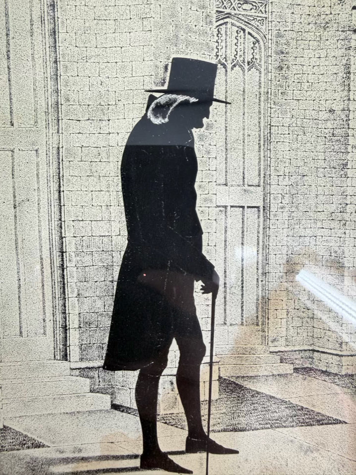 William White Silhouette Lithograph in Black Wood Frame