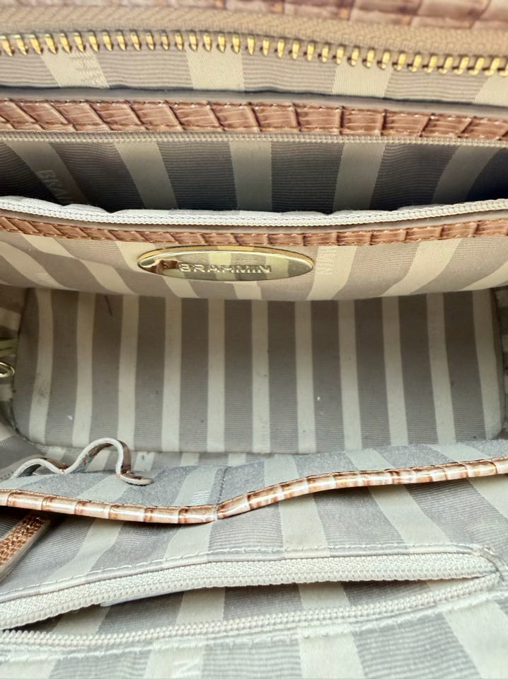 BRAHMIN Asher Medium Almond Leather Crocodile Purse