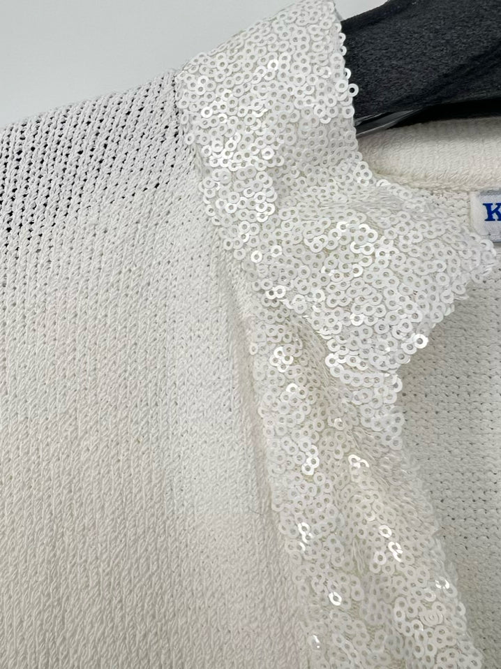 KARI ENGLAND Size XXL Cream Sequin Detail Knit Top NWT