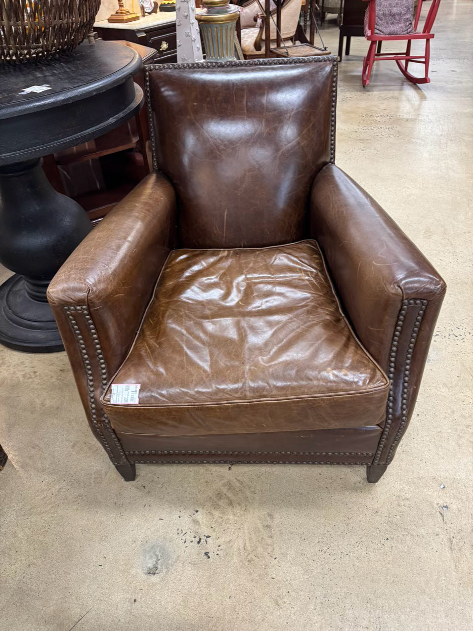 RESTORATION HARDWARE Brown Leather Nailhead Chair