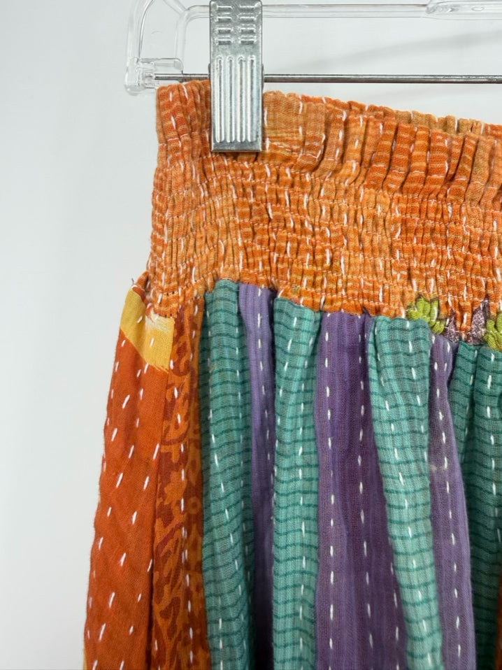 KANTHA BAE Size Wmn's Free Size Orange Print Maxi-Skirt