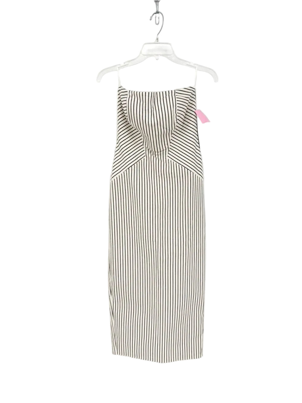 NOCTURNE Size M Beige & Navy Stripe Strapless Dress