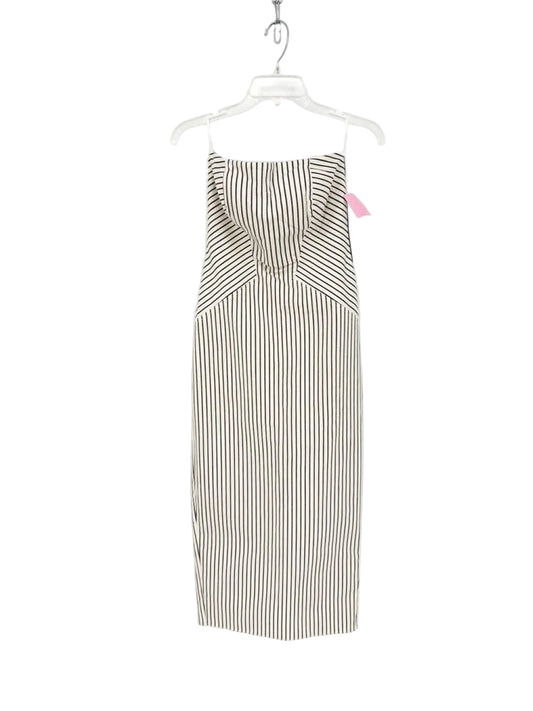 NOCTURNE Size M Beige & Navy Stripe Strapless Dress