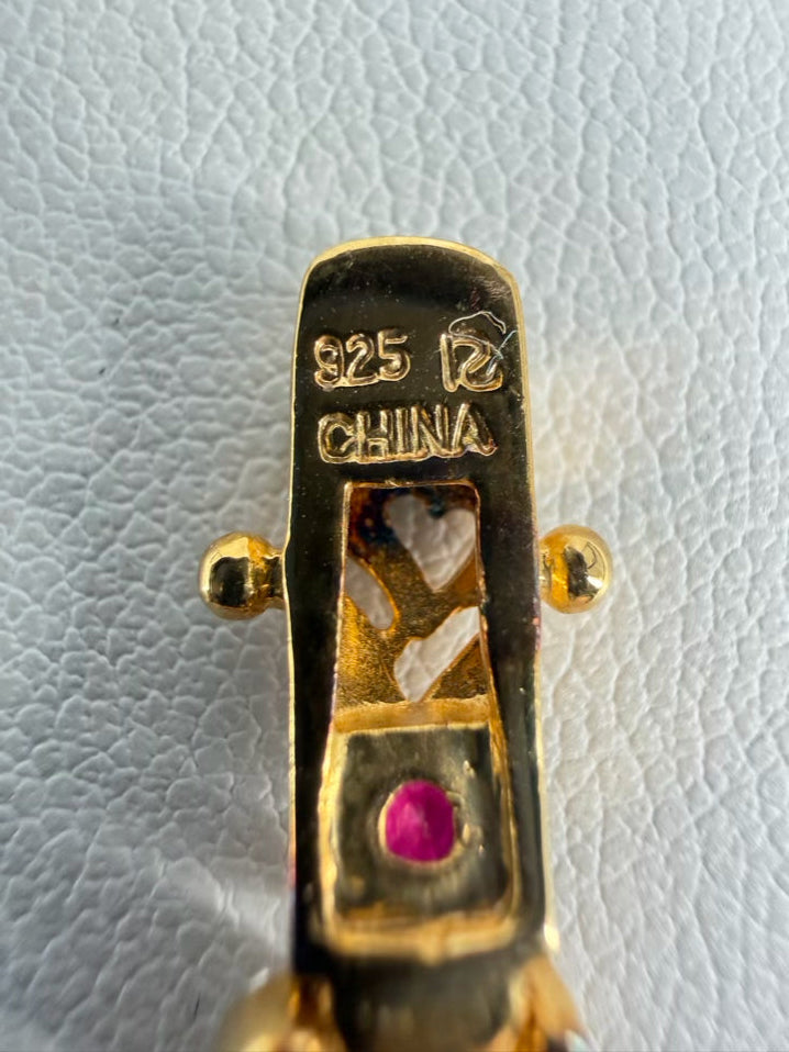 Gold Plated & STERLING SILVER Garnet Clasp Bracelet