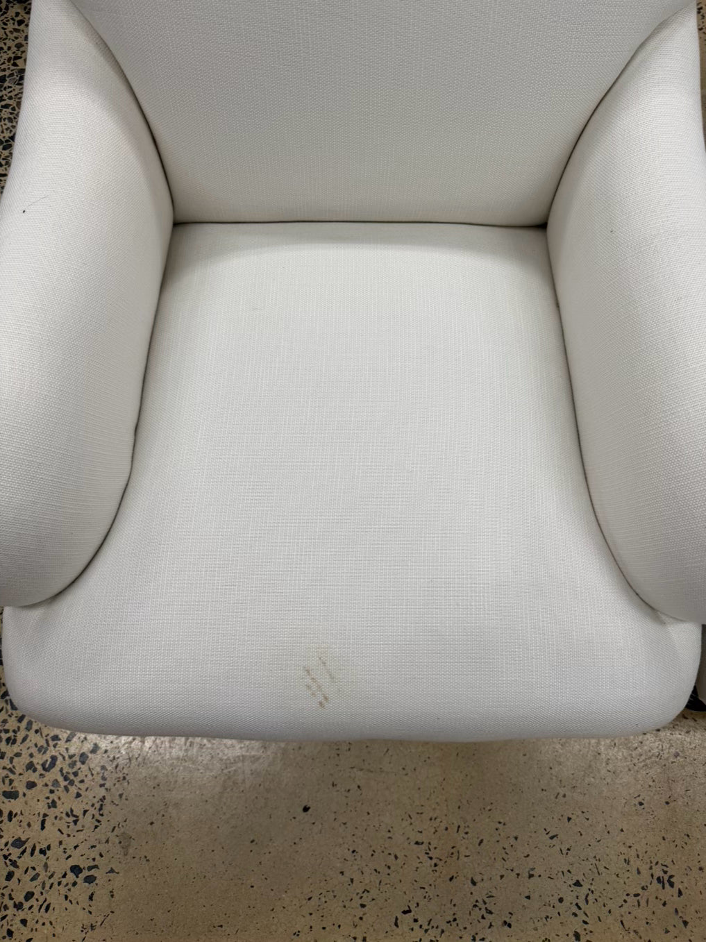 White Linen Look Pair Of Club Chairs