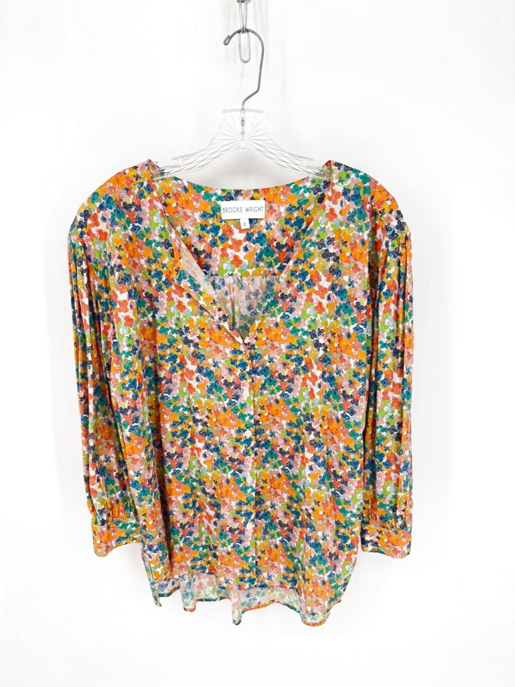 BROOKE WRIGHT Size XL Mustard Floral Blouse