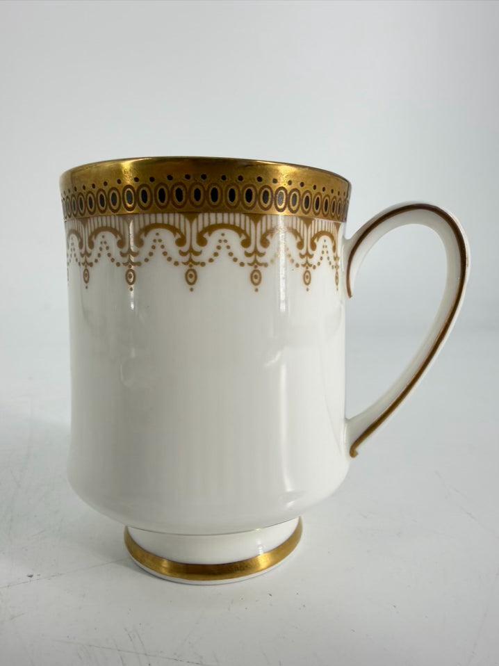 ROYAL ALBERT White & Gold Bone China Cup & Saucer Set Of 6