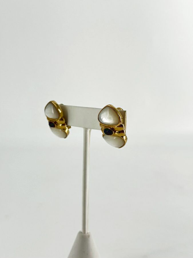 KYLO STERLING SILVER Gold Tone Gemstone Lever Back Earrings