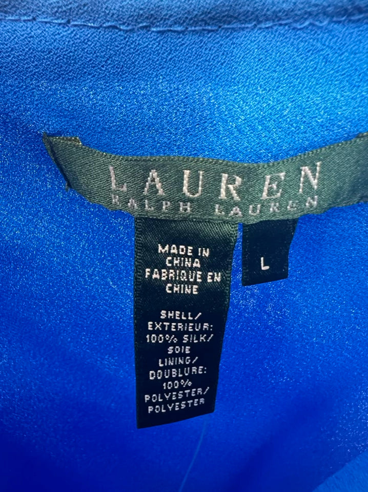 LAUREN RALPH LAUREN Size L Blue Silk Skirt NWT