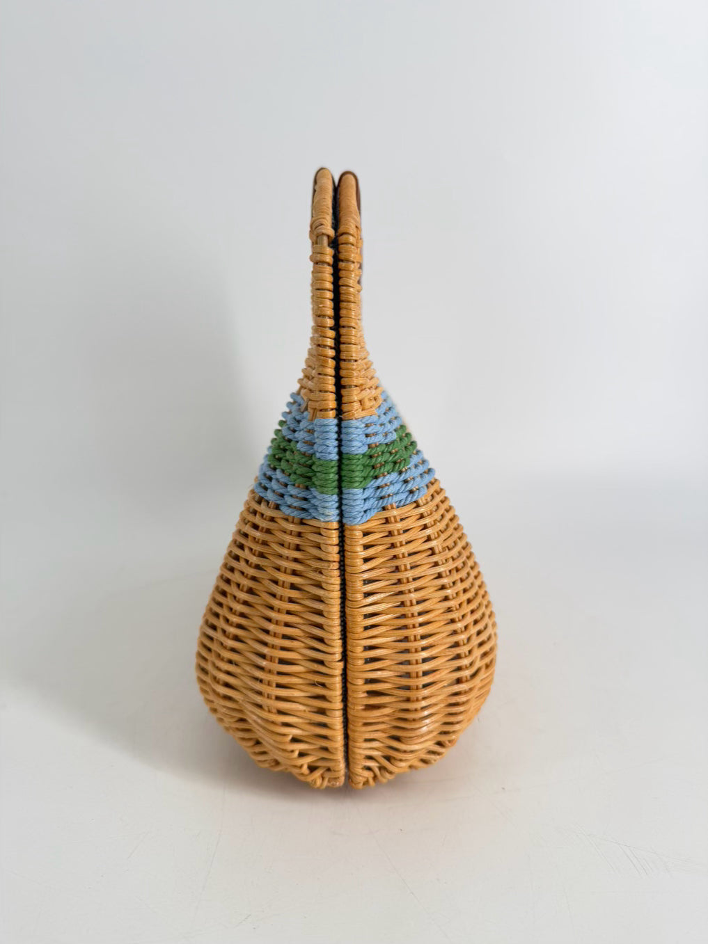 J MCLAUGHLIN Natural & Blue Straw Stripe Clutch Bag