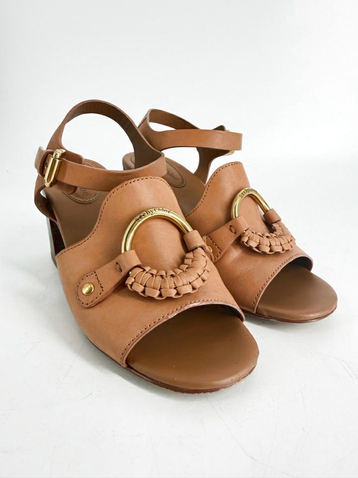 SEE BY CHLOE Size 38.5 Chestnut Leather Heels