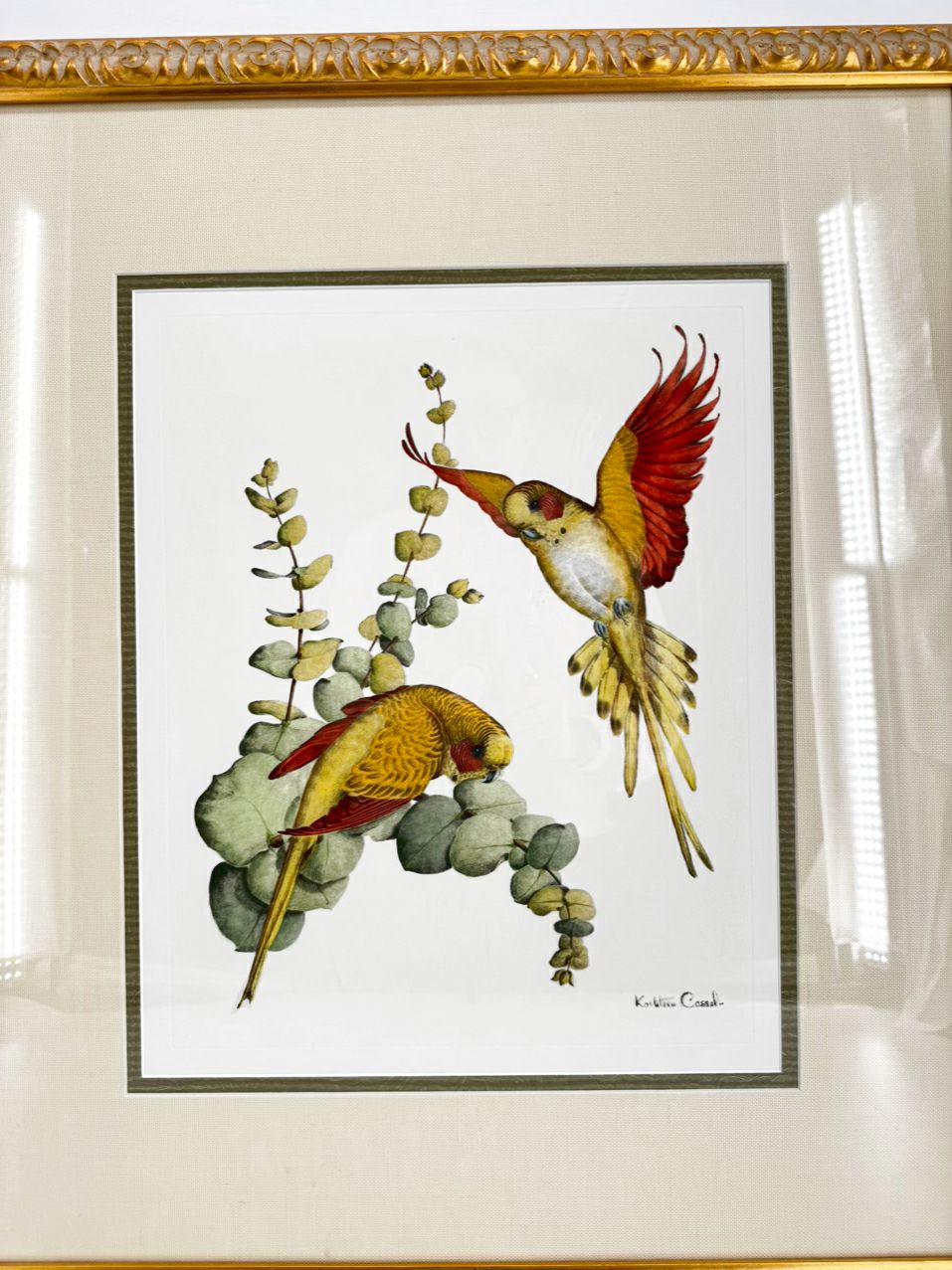 CHELSEA HOUSE KATHLEEN CASSEL Birds Lithograph in Gold Frame