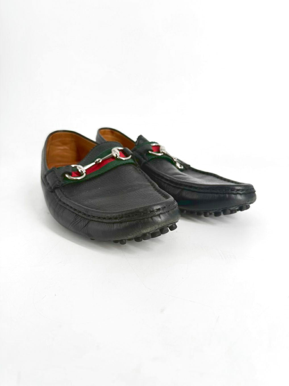 GUCCI Size 10.5 Black Leather Loafers