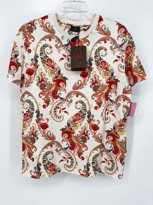 ETRO Size 48 Cream & Coral Paisley T-shirt