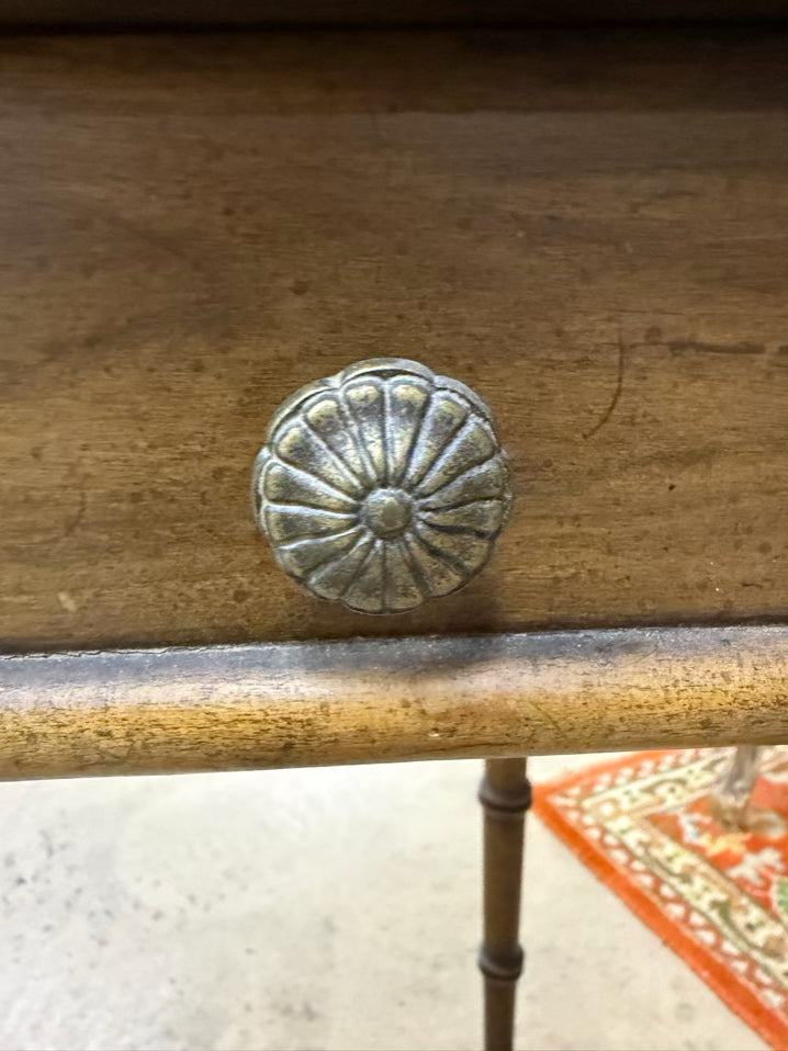 ANTIQUE Wood Game Table w/ Game Side & Solid Top