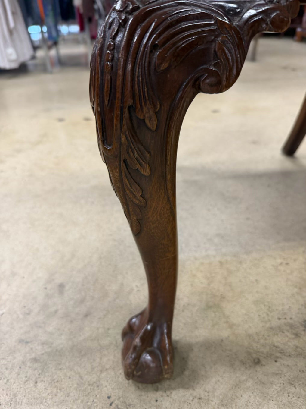 Queen Ann Wood Arm Chair w/ Ball & Claw Feet