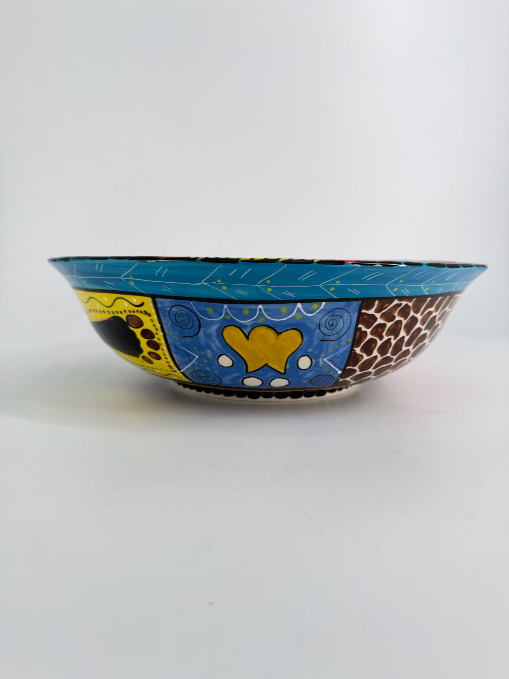 ZIMBABWE Multi Colored Hand Painted Animals Large Bowl