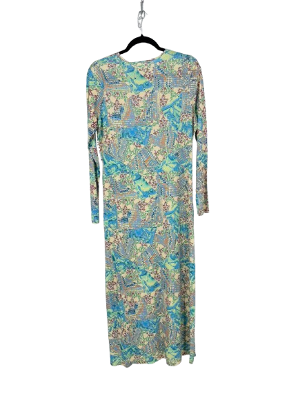 MARIE OLIVER Wmn's Size S Teal & Beige Print Maxi-Dress NWT