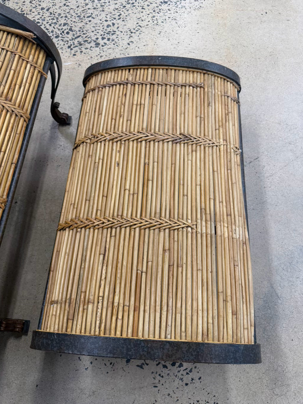 Natural & Brown Bamboo & Wood Chair w/ Ottoman