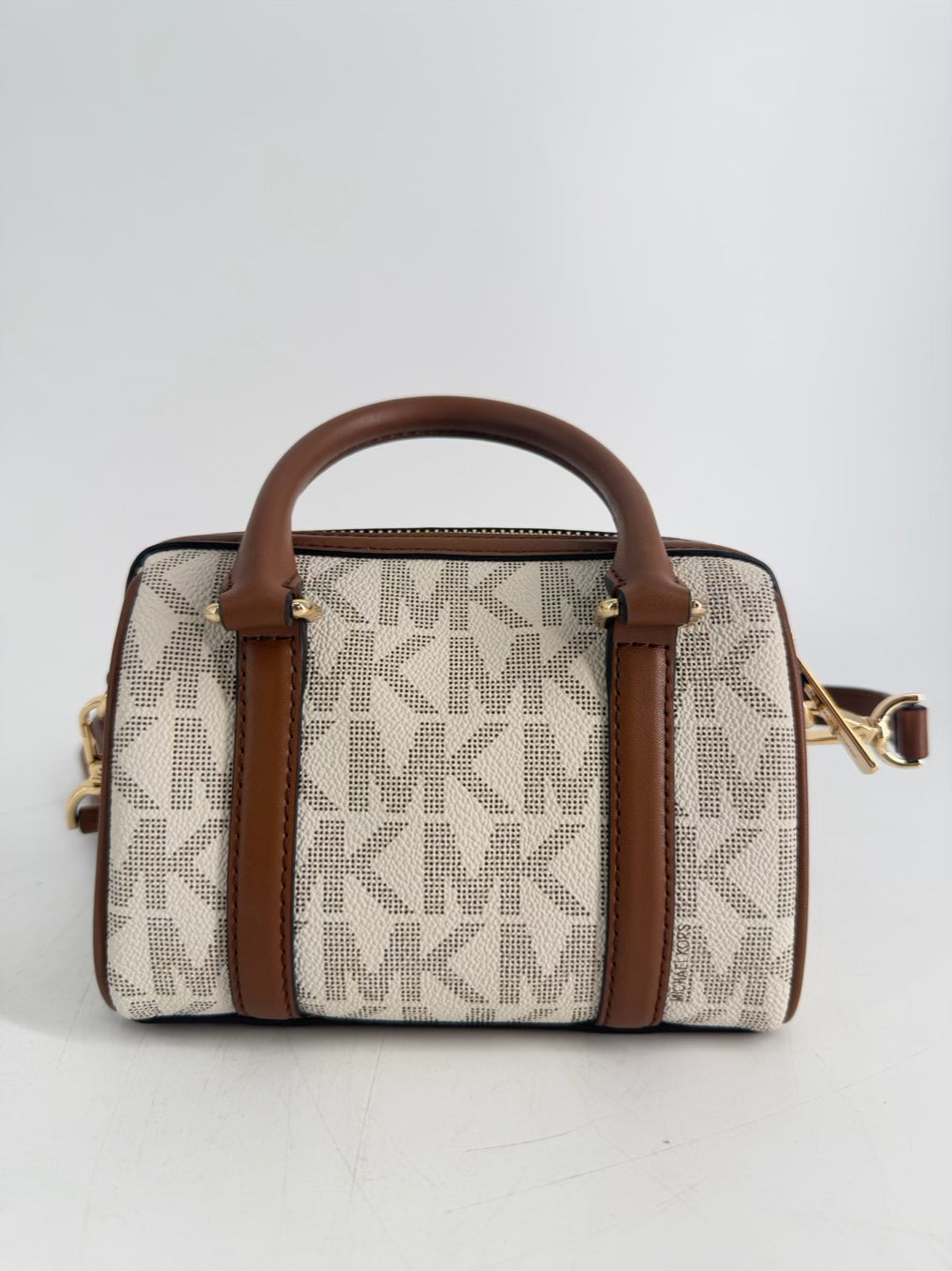 MICHAEL KORS Beige & Brown Mini Monogram Crossbody Bag