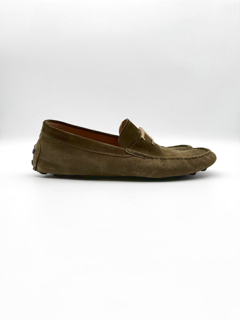 TODS MENS Size 9 Olive Gommino Suede Leather Loafers