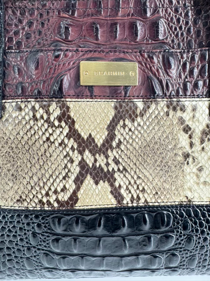 BRAHMIN Black & Brown Embossed Leather Purse