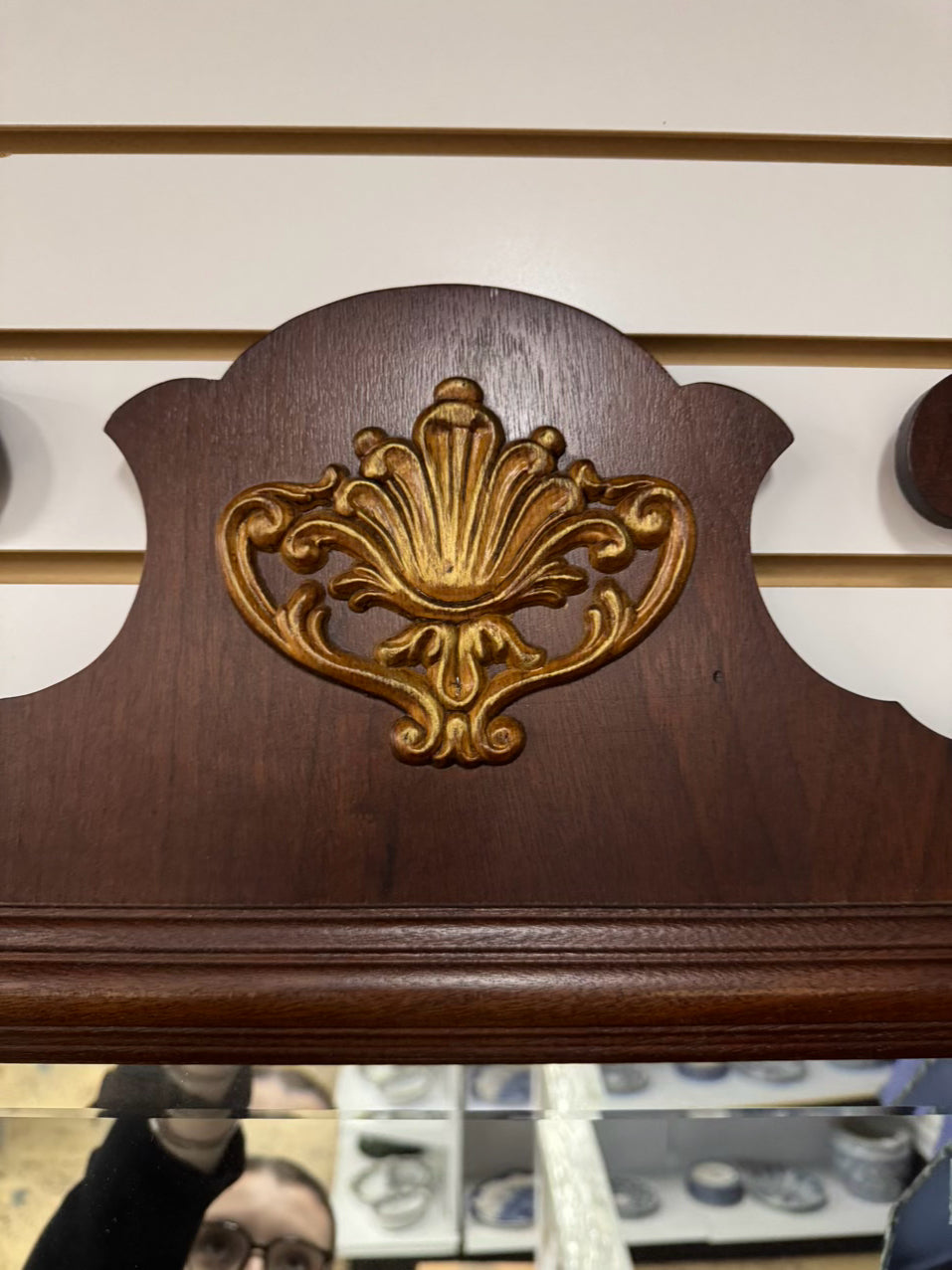 VINTAGE Wood Chippendale Beveled Mirror