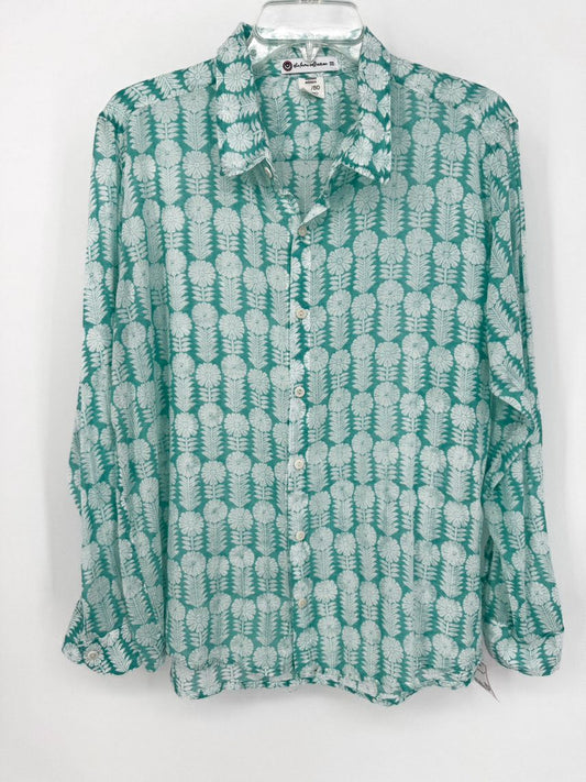 THE LAMU COLLECTION Size M Teal Print Blouse