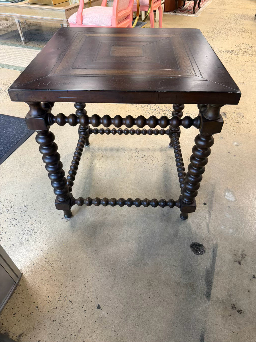 Jacobean Wood Occasional Table w/ Bobbin Style Legs