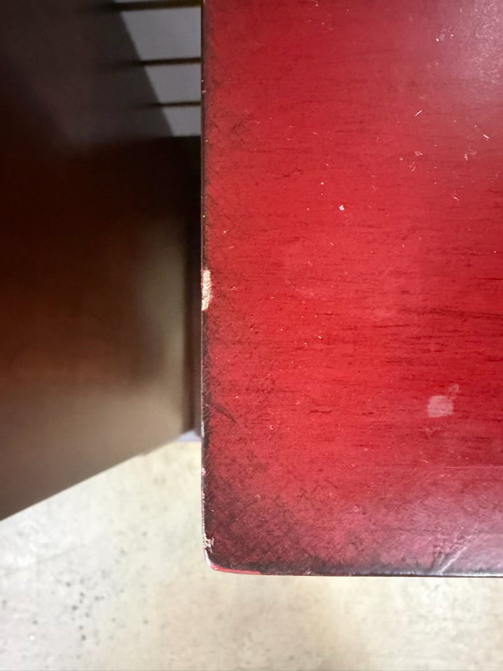 Black & Red Asian Inspired Painted Cabinet w/ 2 Drawers