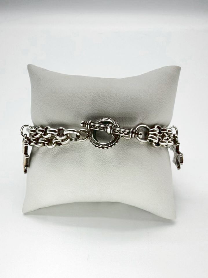 KONSTANTINO 925 18K Two Tone Cross Charms Bracelet